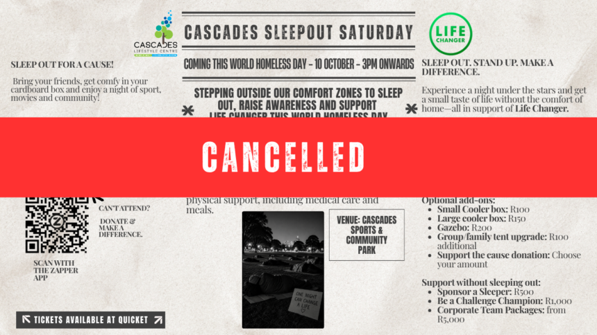 Cascades Sleep out Saturday with Life Changer – CANCELLED!